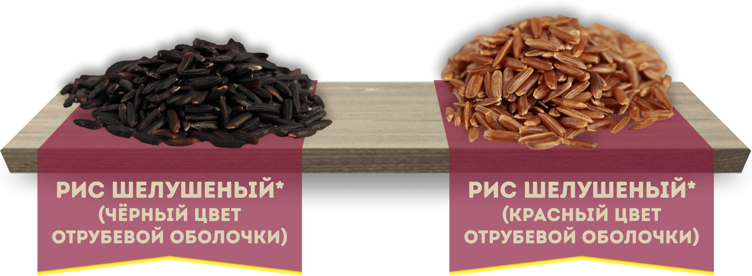 Черный рис Смуглянка, Черный рис Мулатка, Красный рис Снегирь, Красный рис Рубин, Красный рис Кардинал, Красный рис Ассоль, Бурый рис, Рис шелушенный, Рис для ризотто, Рис глютинозный